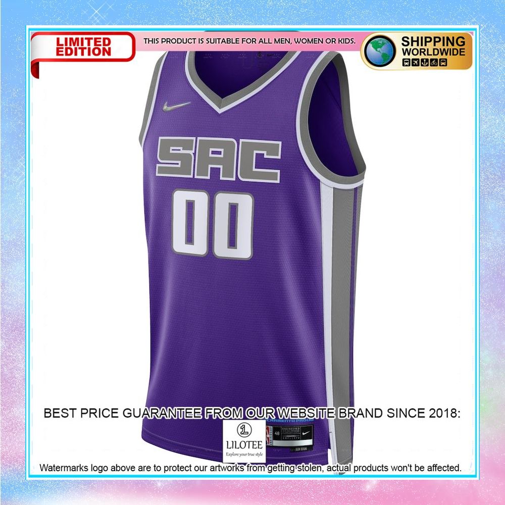 sacramento kings nike 2021 22 diamond custom purple basketball jersey 2 231