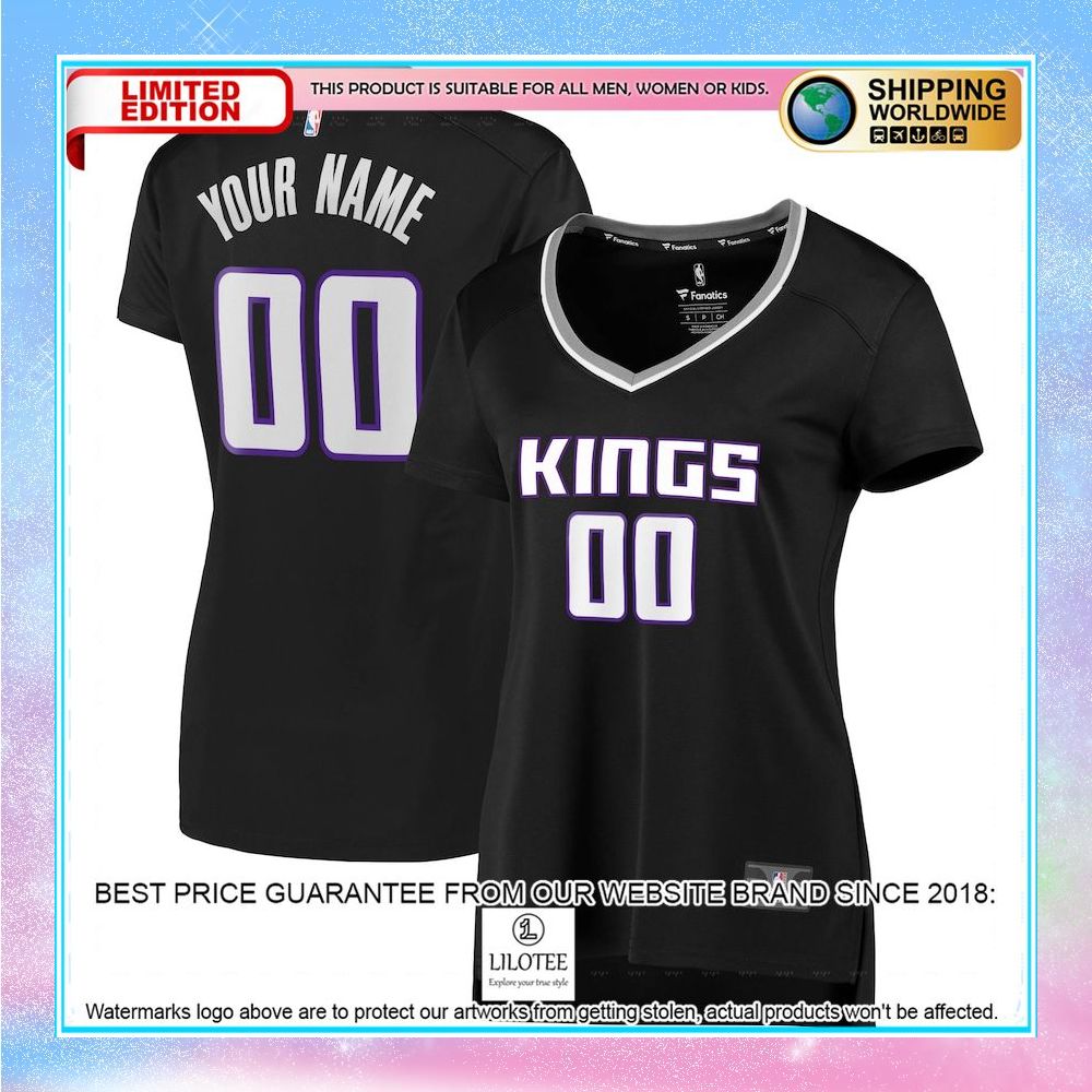 sacramento kings womens custom black basketball jersey 1 16