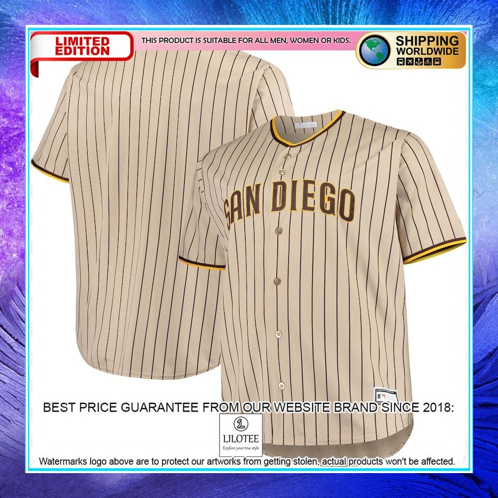 san diego padres big and tall road team brown baseball jersey 1 51