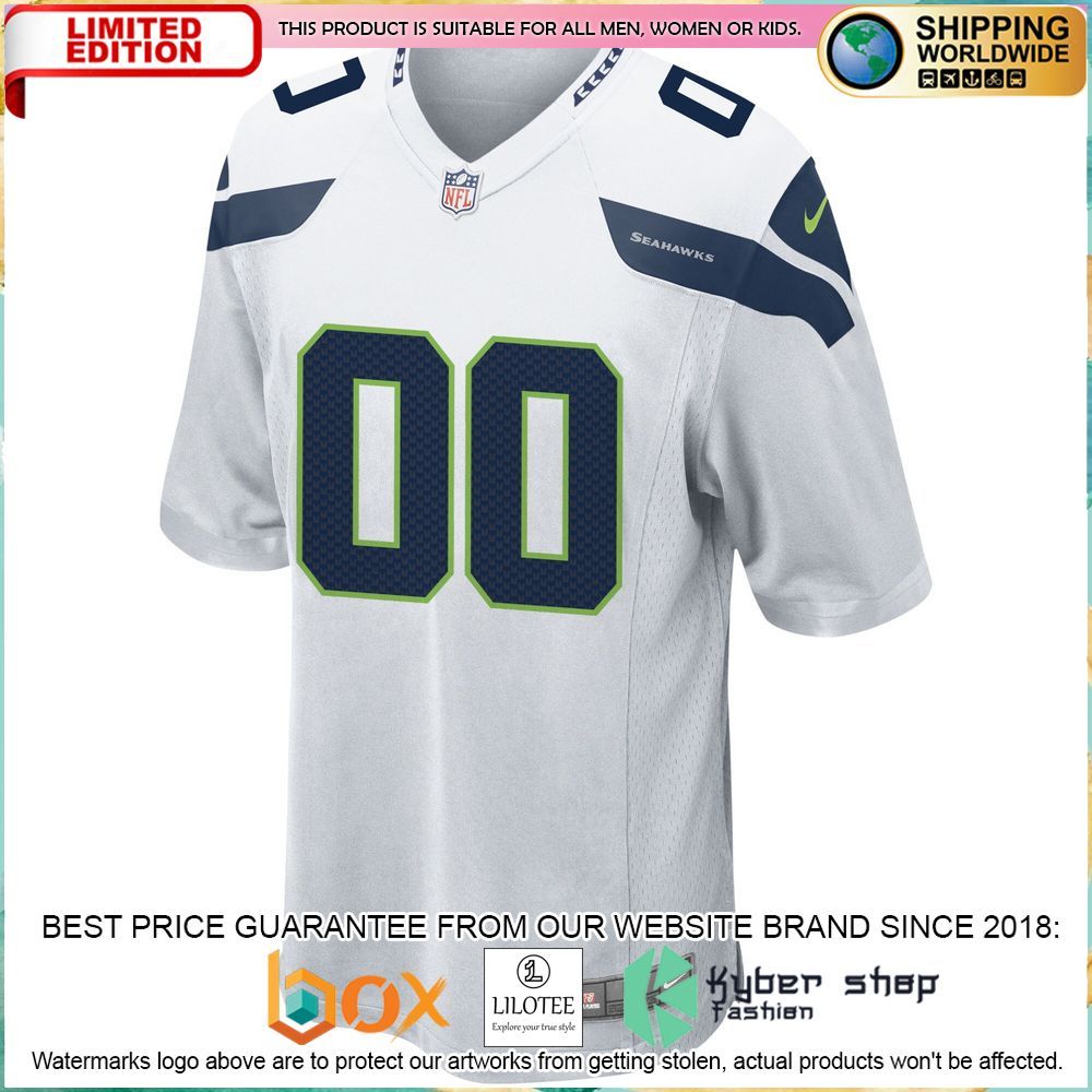 seattle seahawks nike custom white football jersey 2 56