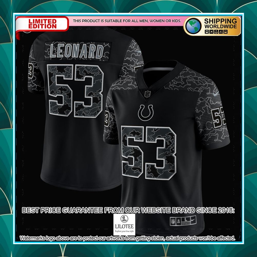 shaquille leonard indianapolis colts rflctv black football jersey 2 885
