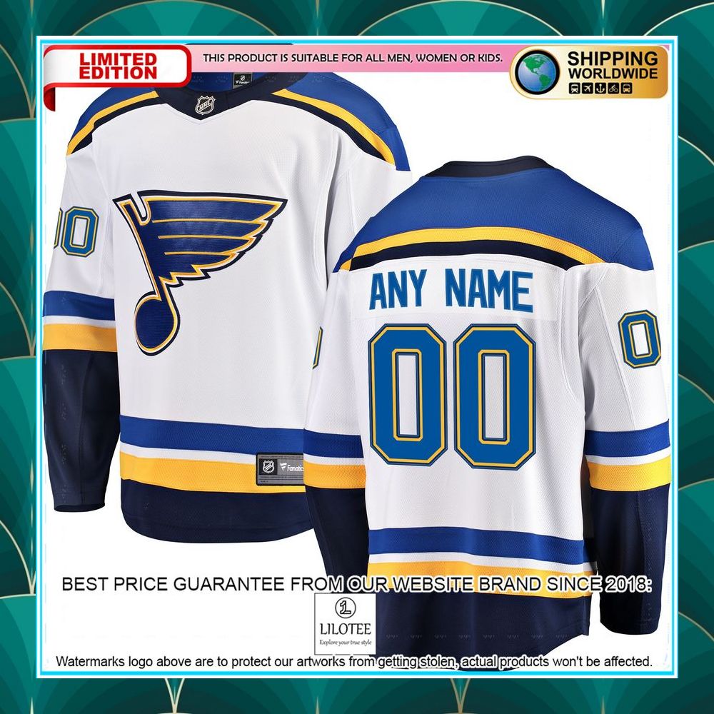 st louis blues away custom white hockey jersey 1 893