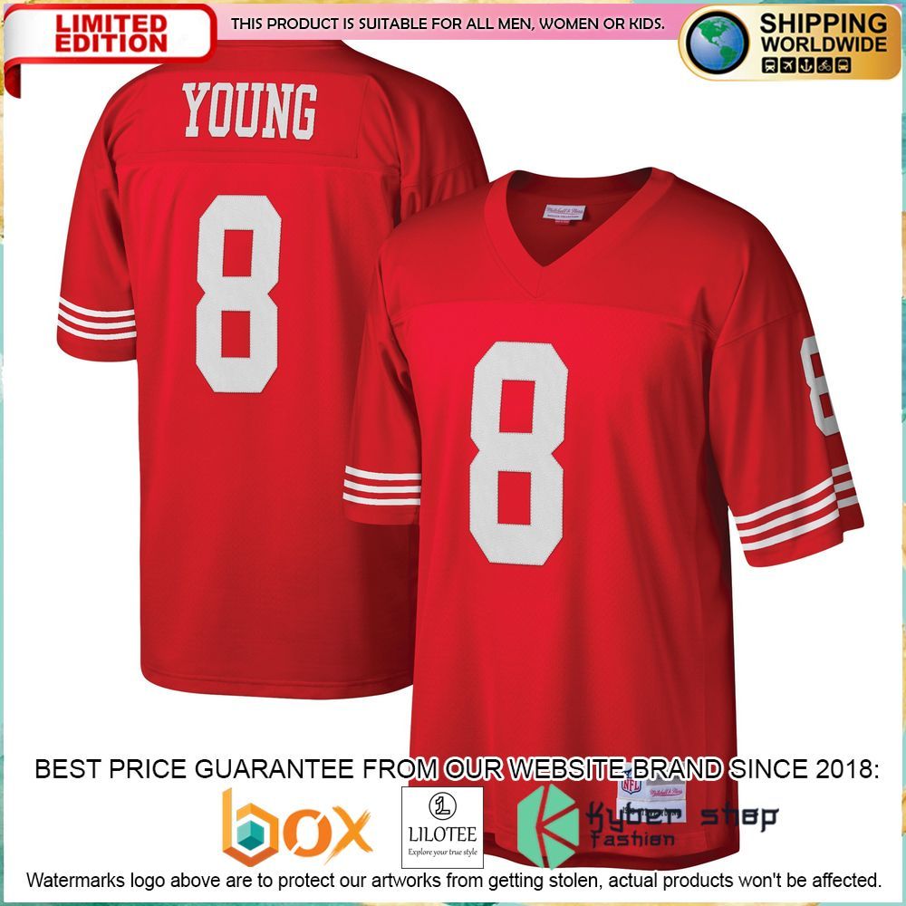 steve young san francisco 49ers mitchell ness legacy replica scarlet football jersey 1 568