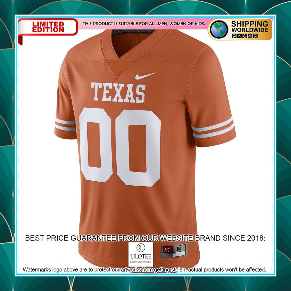 texas longhorns nike custom nil texas orange football jersey 2 500