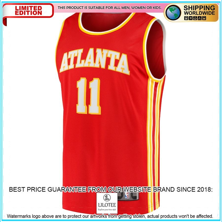trae young atlanta hawks 2020 21 player red basketball jersey 2 436