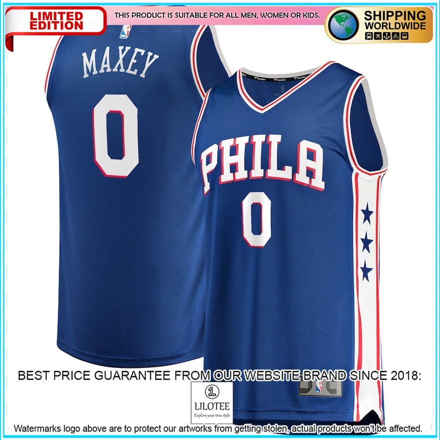 tyrese maxey philadelphia 76ers 2020 21 royal basketball jersey 1 909
