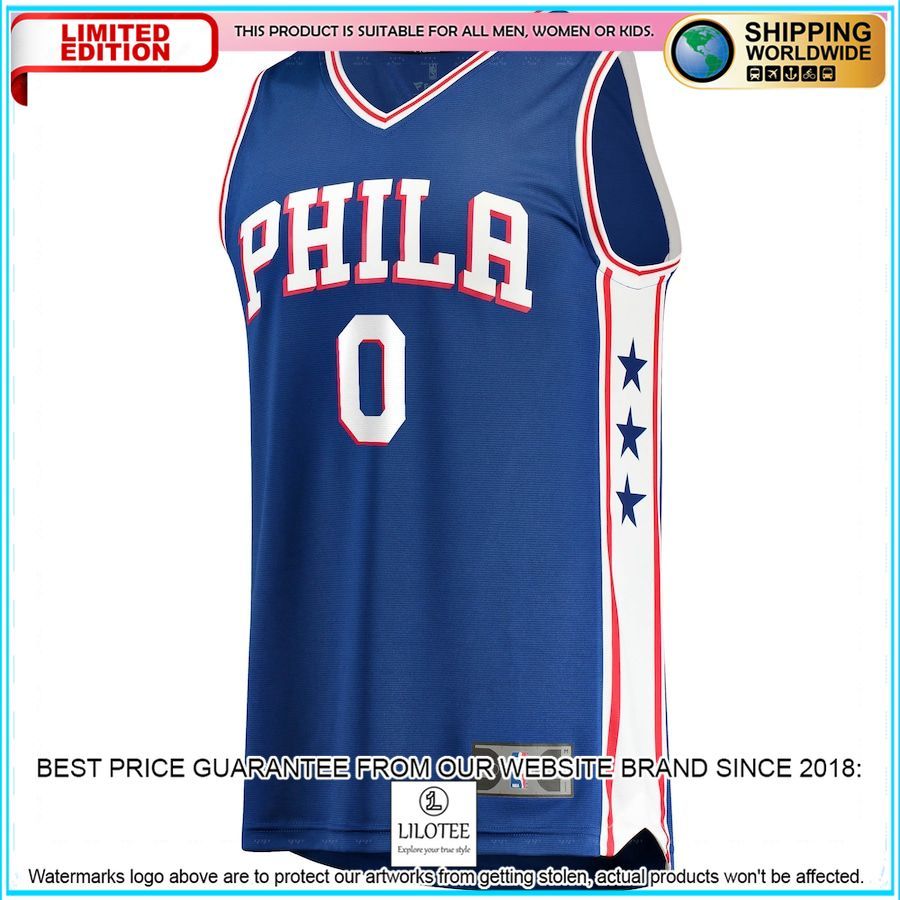 tyrese maxey philadelphia 76ers 2020 21 royal basketball jersey 2 38