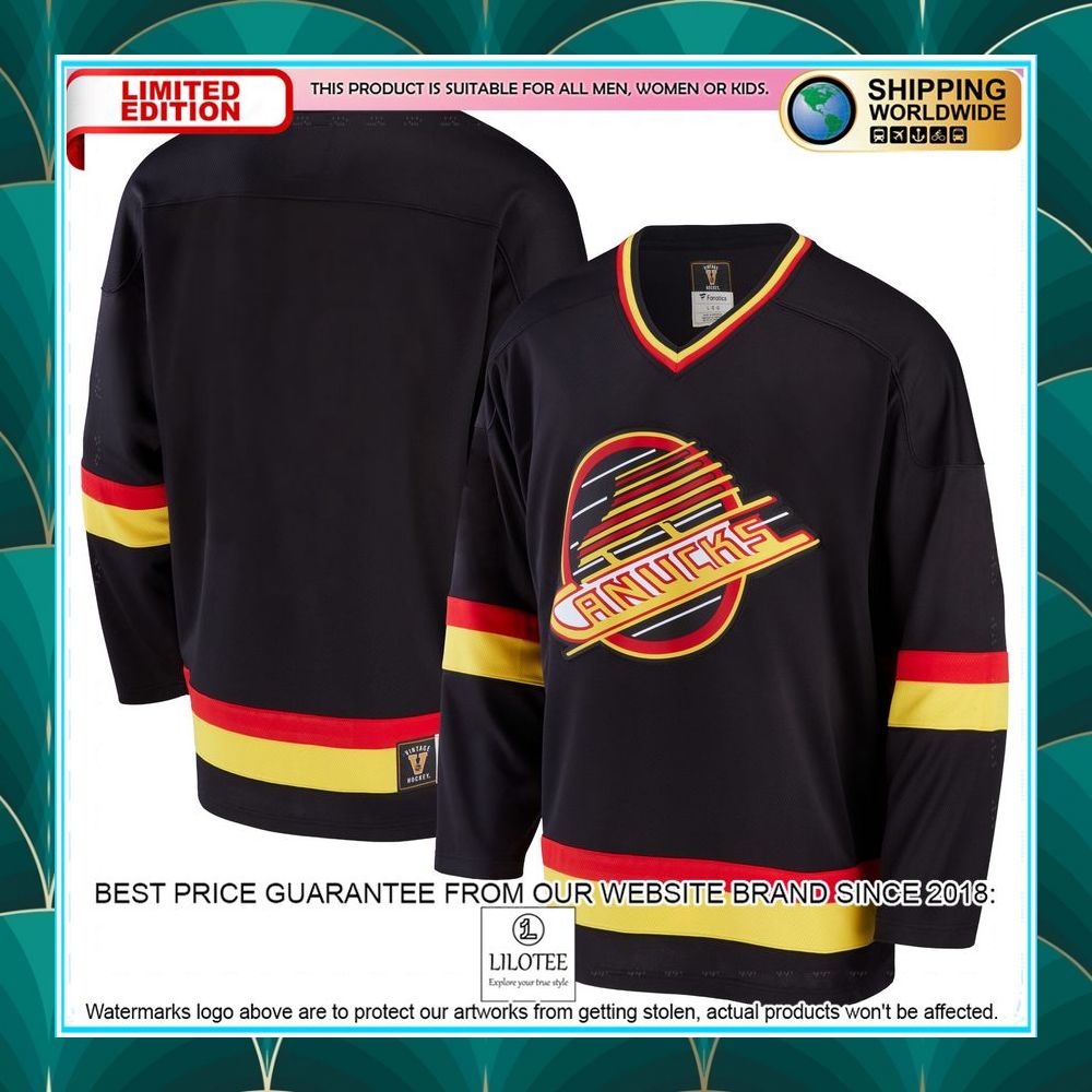 vancouver canucks premier heritage black hockey jersey 1 286