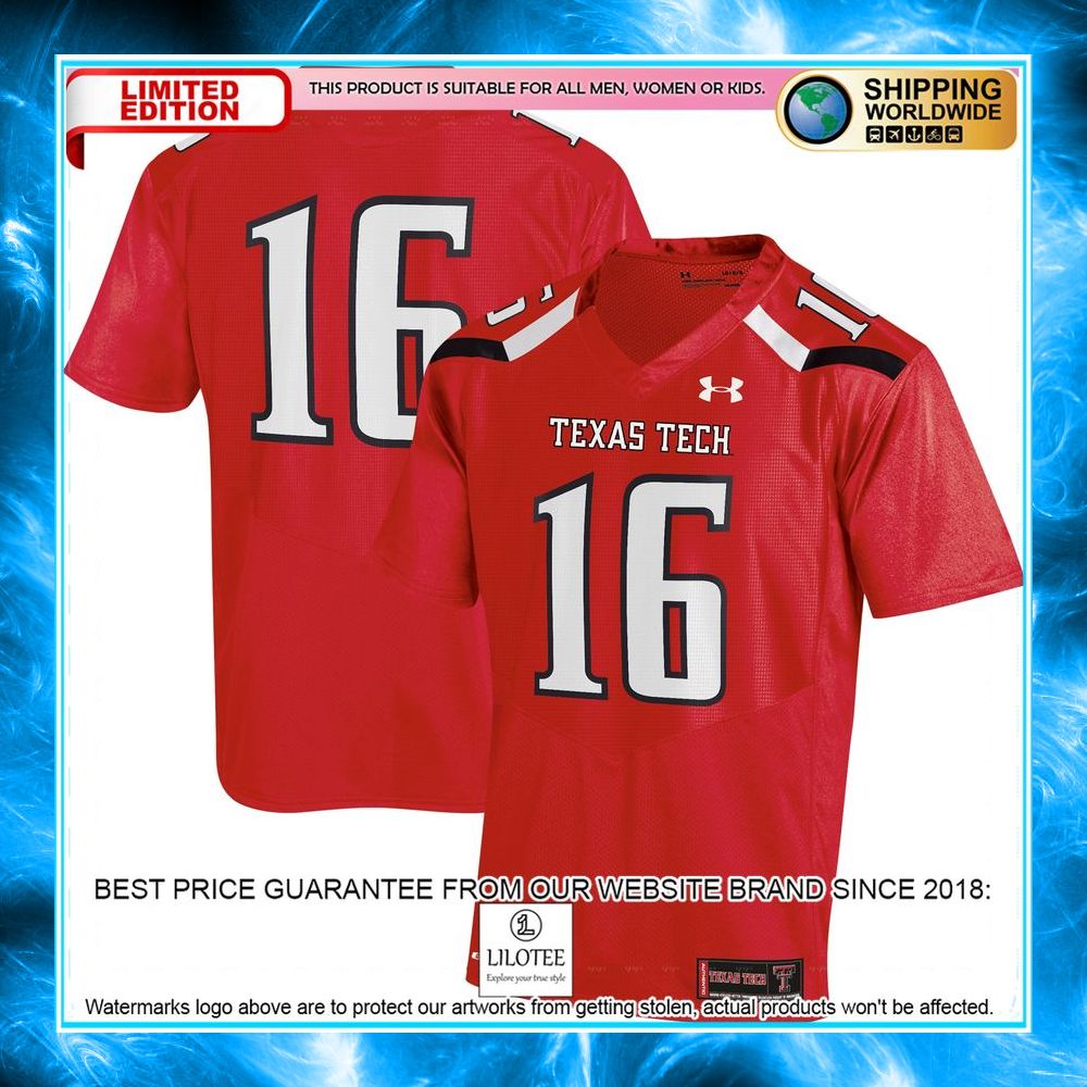 16 texas tech red raiders under armour red football jersey 1 819