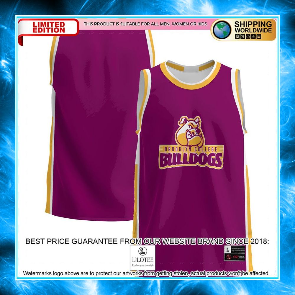 brooklyn college bulldogs maroon basketball jersey 1 893