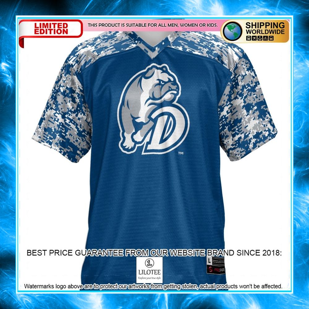 drake bulldogs blue football jersey 2 972