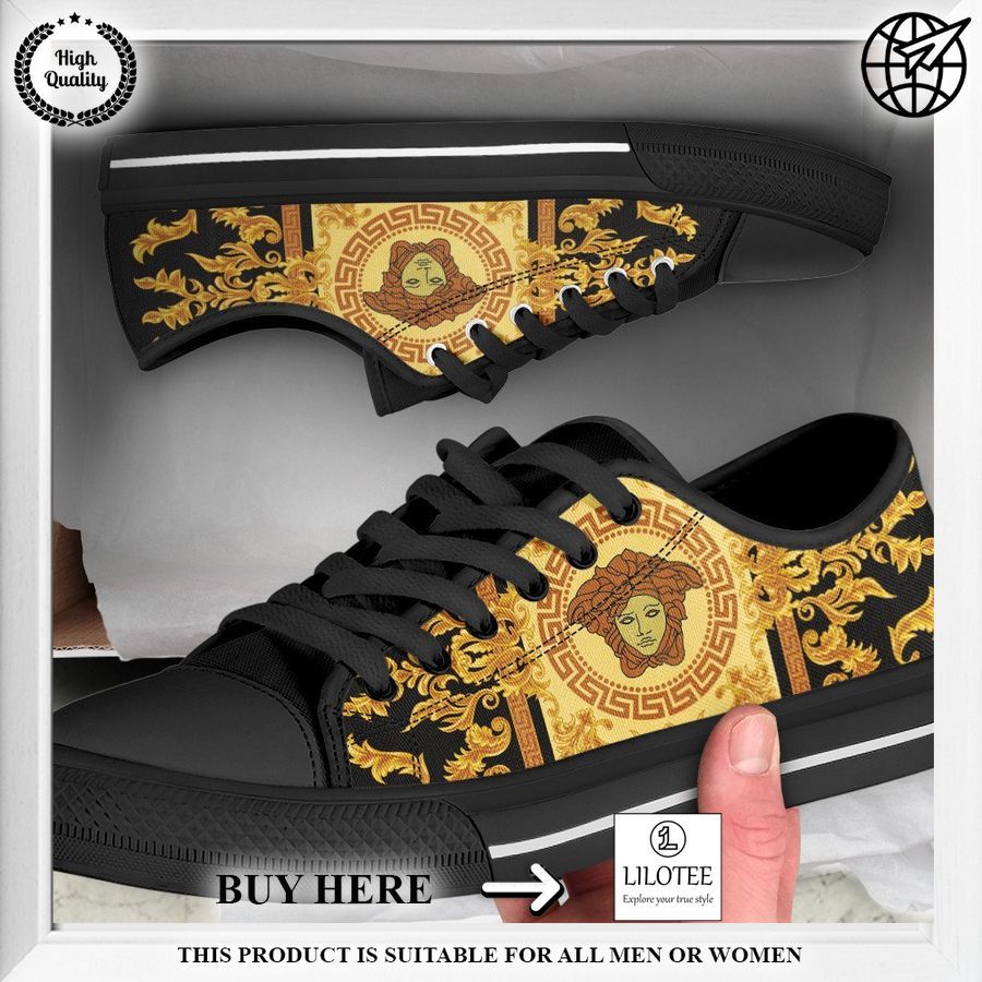 black versace gold low top canvas shoes 1 894